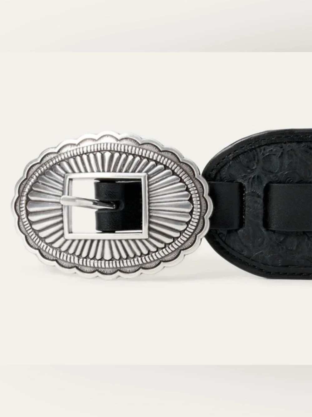 NEW STETSON & THE GREAT. The Tooled Waist Belt in Black with Silver Size M